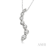 1/10 ctw Swirl Journey Diamond Pendant in 10K White Gold with Chain